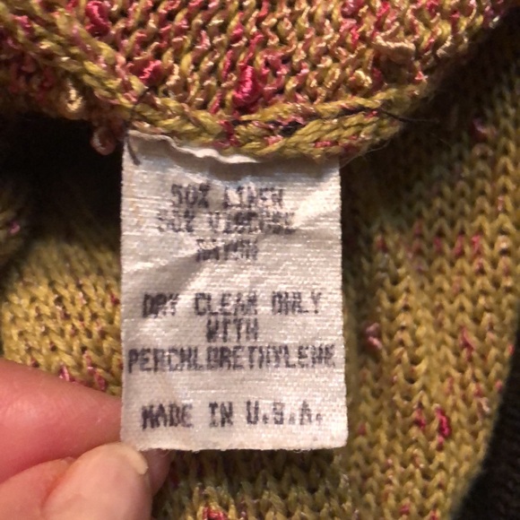 Ball of Cotton zipper color block tweed, black trim pink thread cardigan - Picture 11 of 13